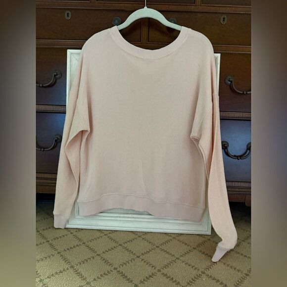 Rails light pink long sleeved crew neck crop sweatshirt with text details - L - Picture 2 of 11